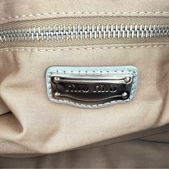 ♦️SOLD♦️MIU MIU Coffer Metallic Silver Gold Bronze Leather  Patchwork Shoulder - Picture 12 of 16